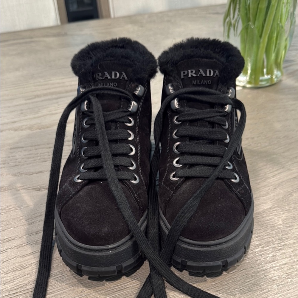 Prada Black Chunky Platform Sneakers - Picture 2 of 4